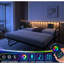 Lit de jour simple noir à hauteur ajustable avec, station de charge et lit gigogne, lit en métal pour la chambre à coucher, le salon, la chambre d'amis - construction robuste, éclairage de jour facile à monter, plateforme en acier avec ports, assemblage