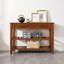 Console Mid-Century avec 2 tiroirs et 2 tablettes à 2 niveaux, buffet rustique en bois massif pour le salon, l'entrée et plus - brun-699798783