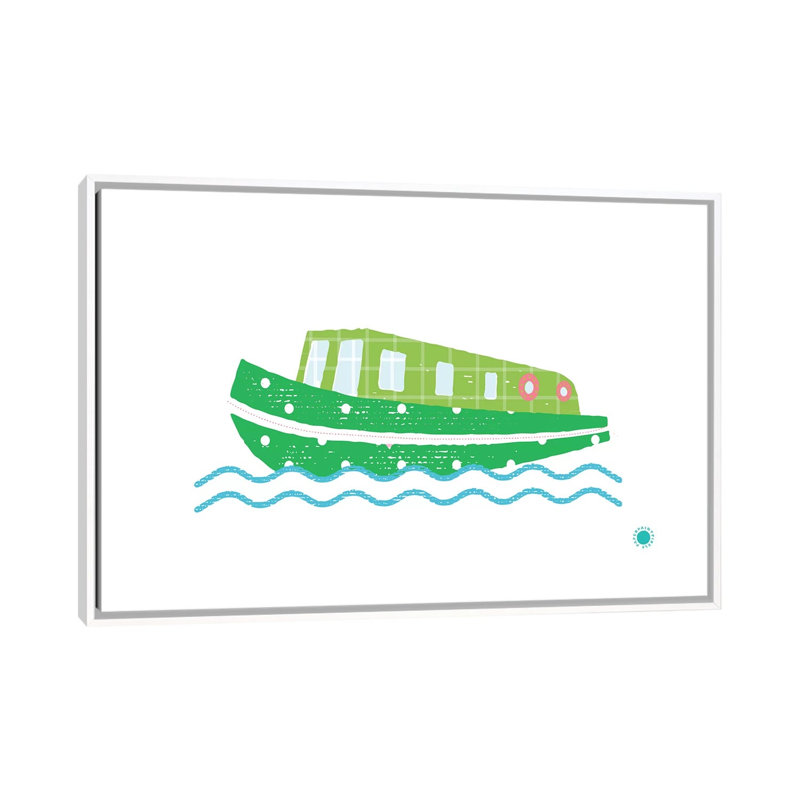 Bateau étroit - impression d'art graphique, Toile blanche encadrée, H 40 po x l 60 po x 1,5 po, Pas de tapis