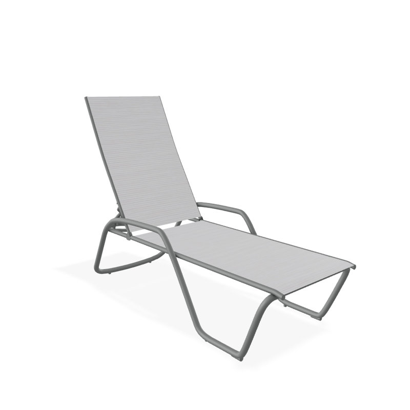 Outdoor Rust-Resistant Metal Chaise Lounge, Textured Graphite, Abalone