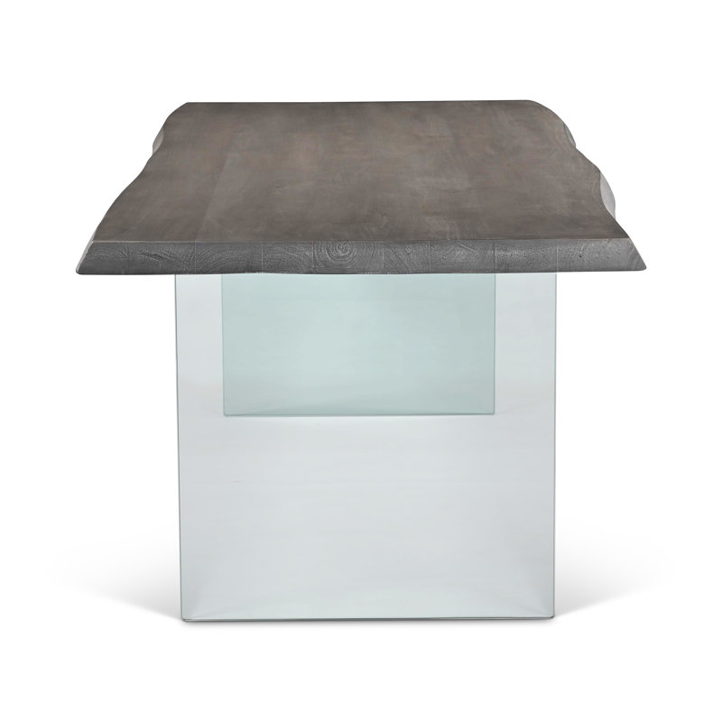 Brooks Solid Wood Double Pedestal Dining Table, 29.75"H x 92"L x 40"W, Sandblasted Gray