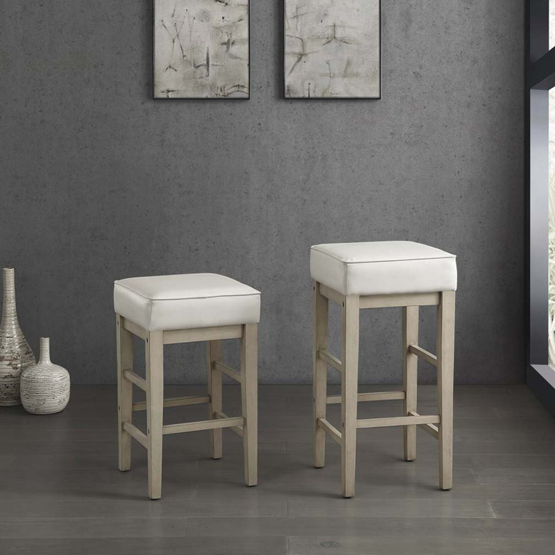 Ensemble de tabourets de bar rembourrés en similicuir sans dossier, Tabouret de comptoir (siège d'une hauteur de 26 p, Gris