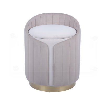 Mercer41 Plush Velvet Vanity Stool Ottoman with Storage, Taupe by Mercer41
