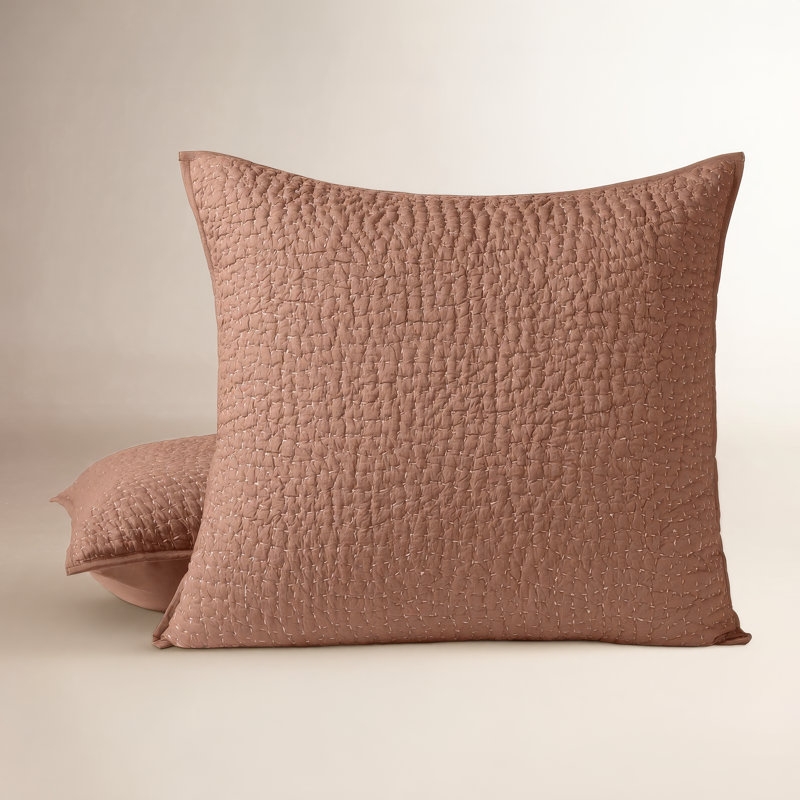 Pebbled Handstitched Organic Sham, Praline