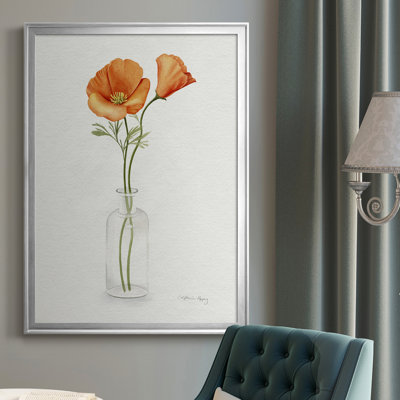 «California Poppy Vase II», toile encadrée de qualité supérieure - prête à être accrochée