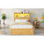 Lit simple avec tiroirs et rangement escamotable, tête de lit en bois avec rangement, DEL, structure de support fiable, disposition personnalisable pour la configuration de la chambre à coucher