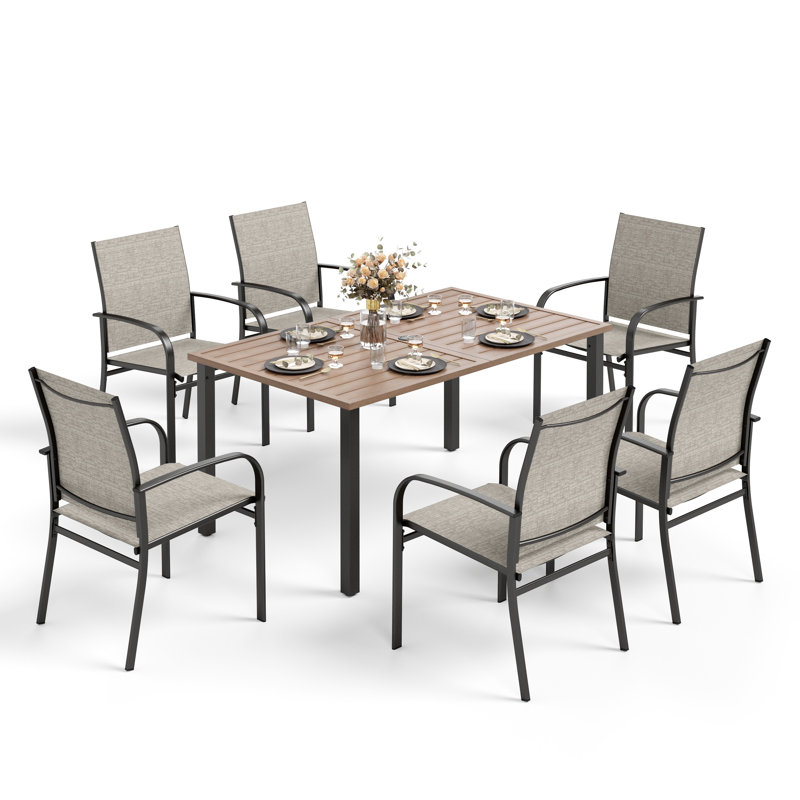 Sutiya Rectangular 7 - Piece 6 - Person 162.6Cm Outdoor Table Set, Beige