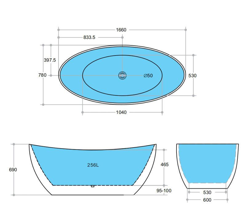 65'' x 31'' Freestanding Soaking Bathtub, Double Slipper Acrylic Bathroom Tub, White