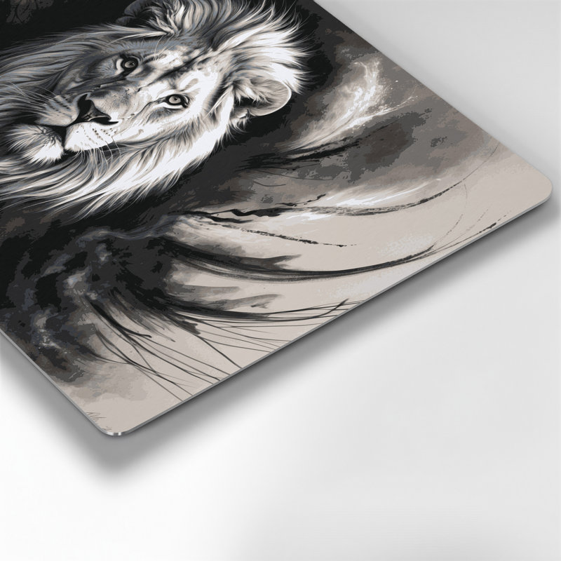 «Big Cats», lion blanc, art mural en métal, H 11 po x l 14 po