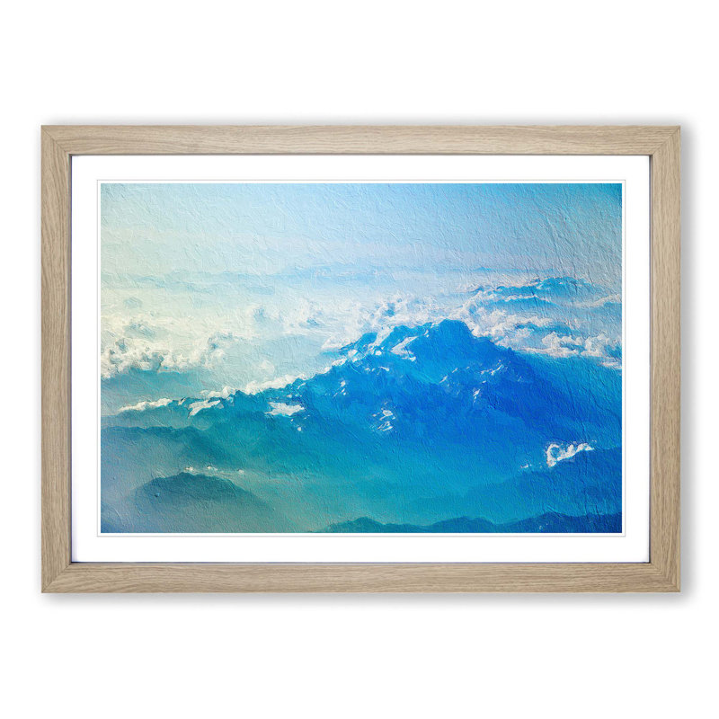 Clouds Above the Mountains - Picture Frame Painting Print, 27cm H x 36cm W x 2cm D, Oak Framed