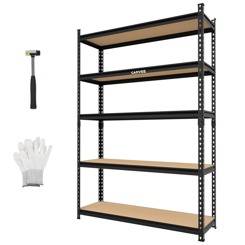 Étagère de rangement robuste à 5 niveaux avec tablettes en bois et structure en métal capacité de 2204 lb de 48 par 16 par 72 pouces pour le sous-sol du garage