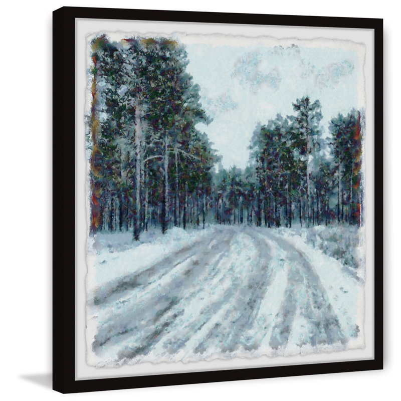 Snowy Road - Single Picture Frame Painting, 81cm H x 81cm W x 3.81cm D