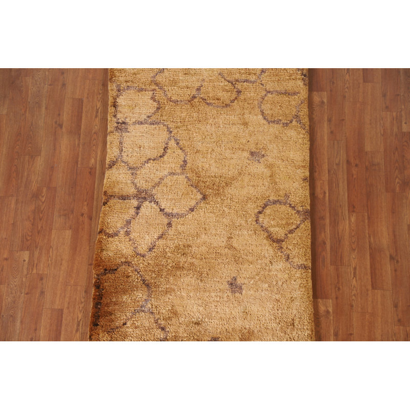 Gold Floral Abstract Area Rug 3x5