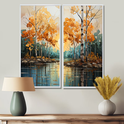 Birch Woods Golden Reflections II - art mural gris