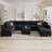 Kandle Modular Upholstered Velvet Chaise Sectional Sofa-948274231