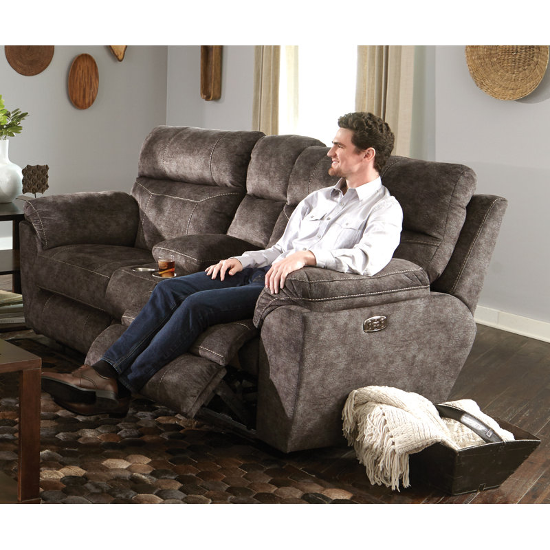 Ameja 86" Pillow Top Arm Reclining Loveseat, Yes, Gray