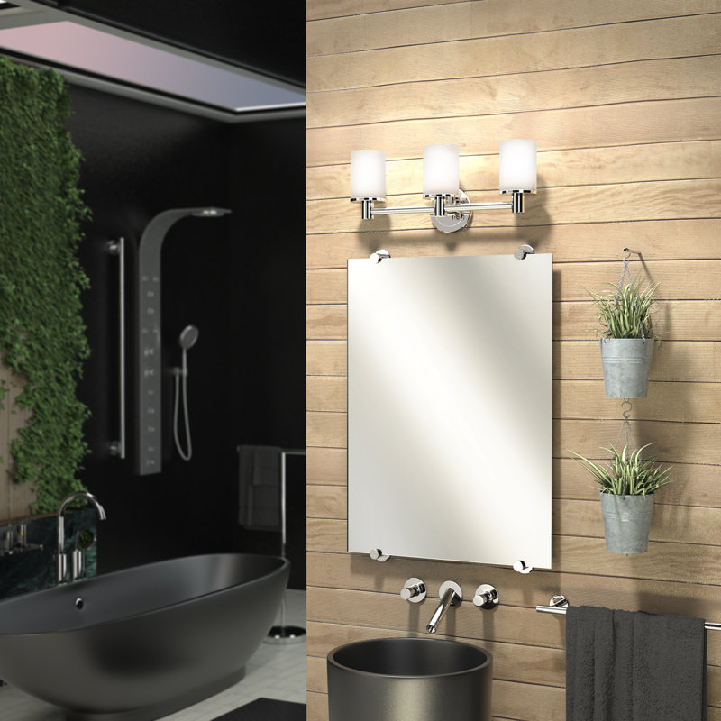 Latitude II Wall Mounted 3-Light Fixture with Frosted Shades / Triple Sconce, Chrome
