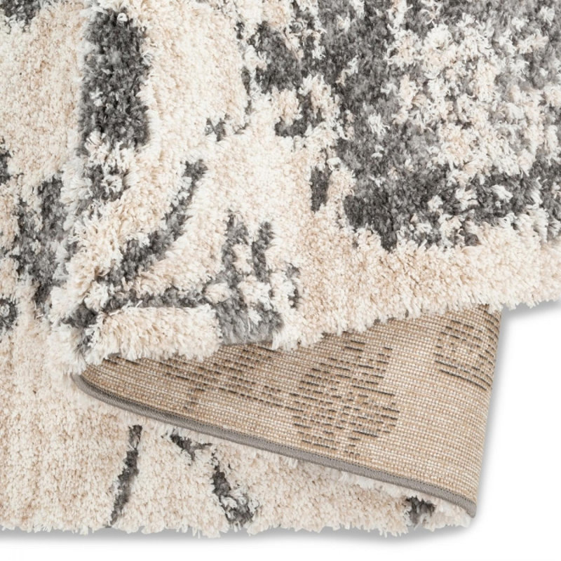 Bisera Black And White Patterned Shag Rug, Rectangle 2' x 3'