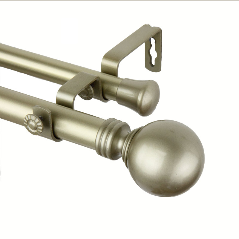 Abbeville Adjustable Double Curtain Rod, Light Gold, 160" - 240" W