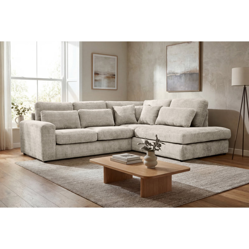 4 Seater Corner Sectional, Right Hand, Cream