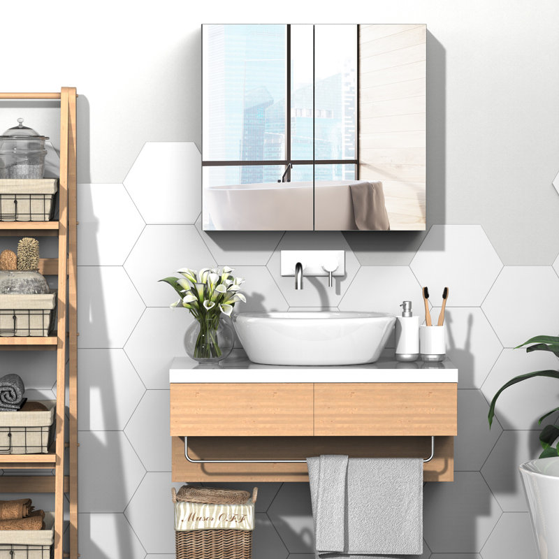 Kleankin Bathroom Mirrored Cabinet