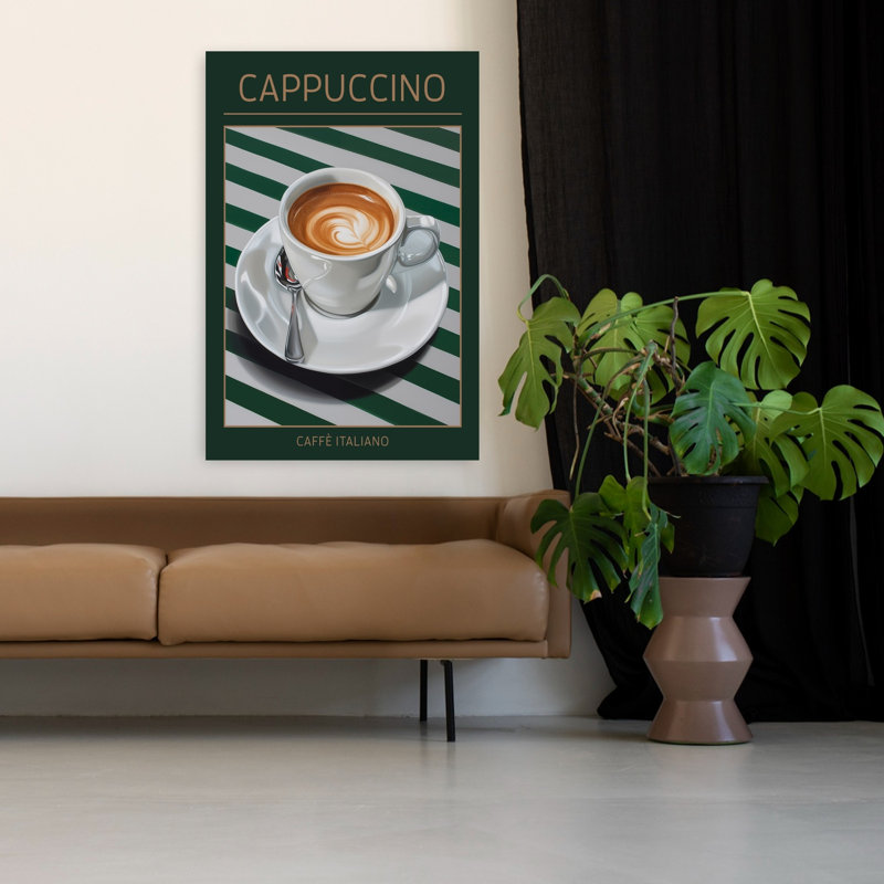 Cappuccino italien, art mural contemporain élégant, H 48 po x l 32 po