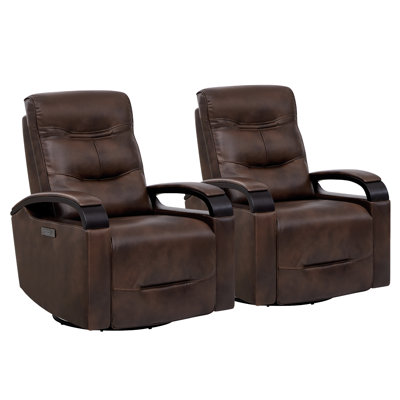Britnee Genuine Leather Swivel Power Recliner