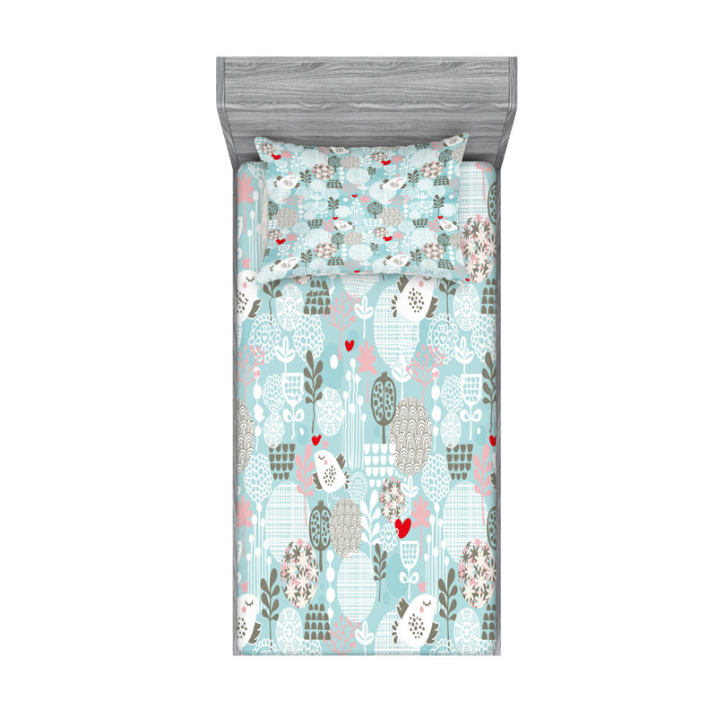 Microfiber Floral Sheet Set, Twin Sheet Set + Fitted Sheet + 1 Pillowcase