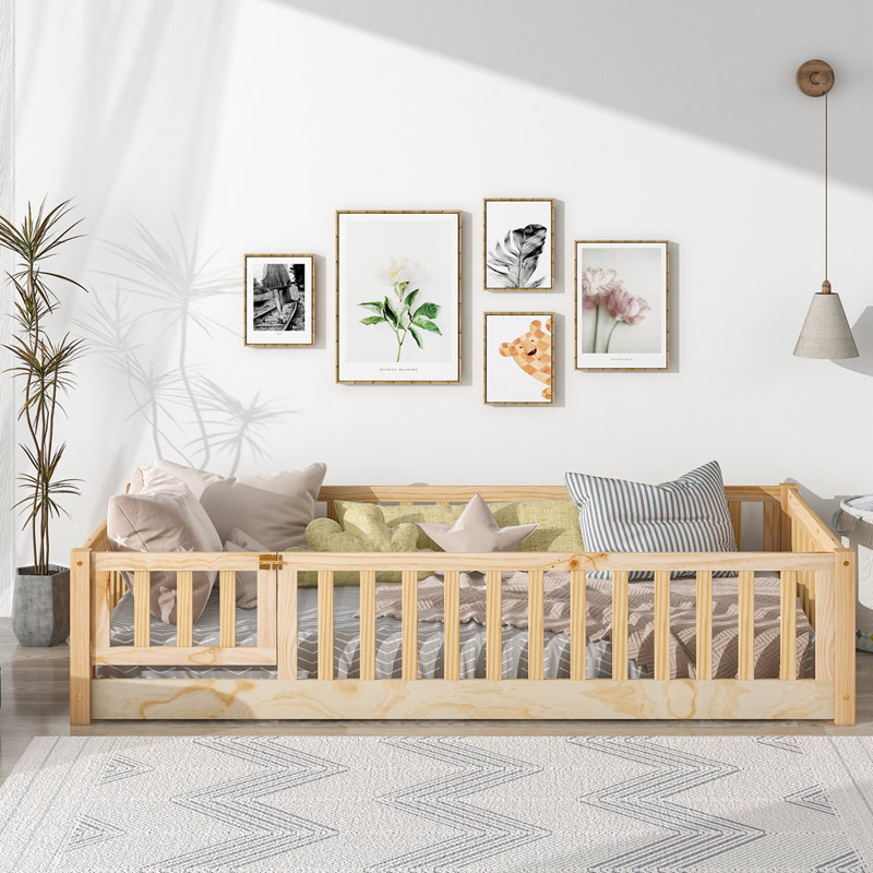 Lit de jour en bois massif, Naturel, Lit simple