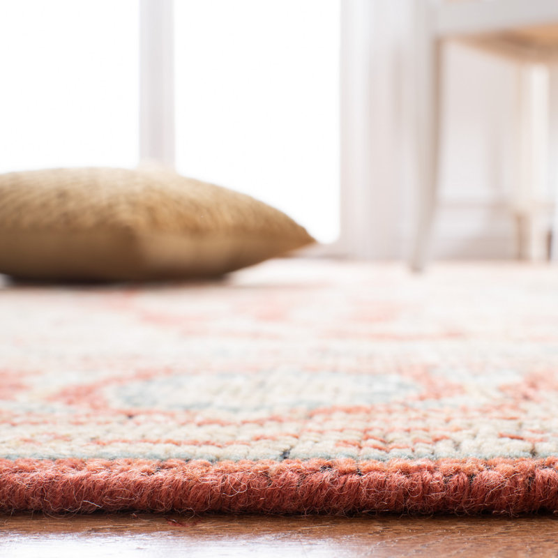 Oriental Hand-Knotted Wool Rust / Beige Area Rug, Rectangle 6' x 9'