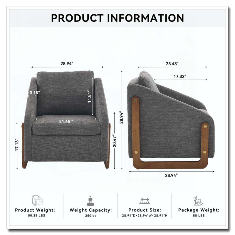 Fauteuil rembourré Chenille, Gris