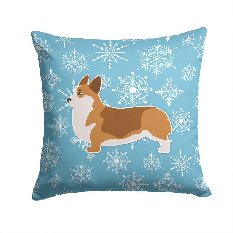 Coussin intérieur/extérieur en flocons d’hiver, H 14 po x l 14 po x P 3 po