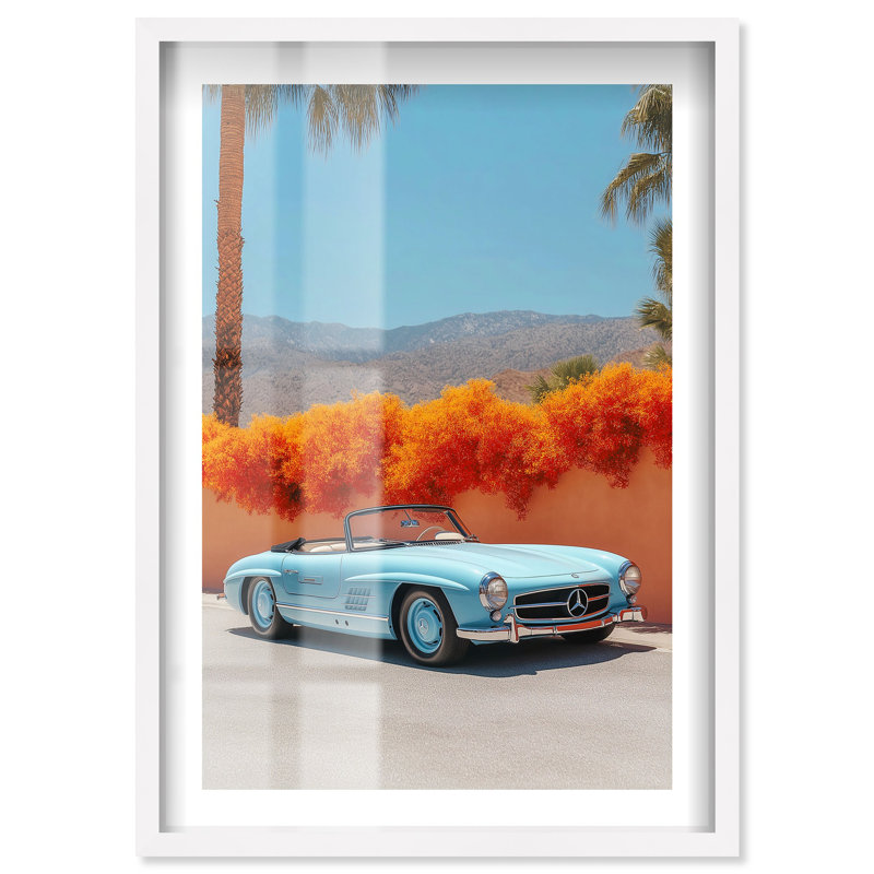 Reproduction de boîte-cadre convertible Mercedes-Benz par Notoriart, H 25 po x l 17 po, Blanc