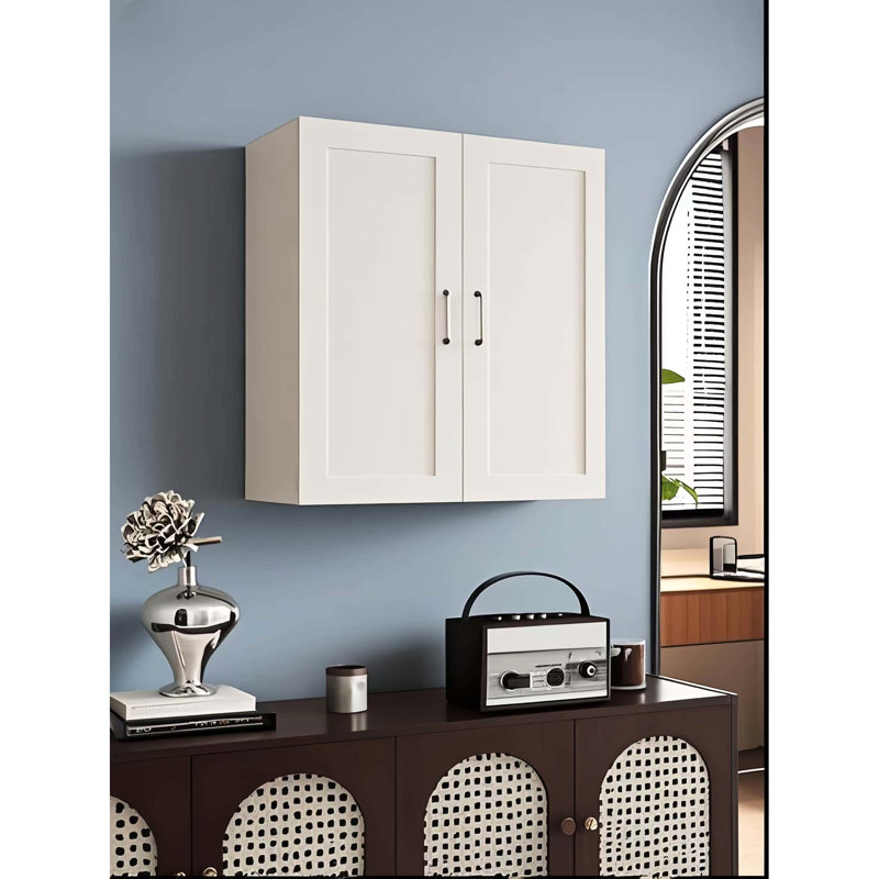 Armoire murale blanche à 2 portes en bois massif avec 2 portes réglables pour la cuisine, la salle de bain, la buanderie, le rangement, le bureau, le caoutchouc, l 30 po x P 12 po, H 30 po