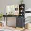 Meuble-lavabo 48 po avec grand miroir lumineux de 35 po, 5 tiroirs, tablettes et station de charge, noir-174983792