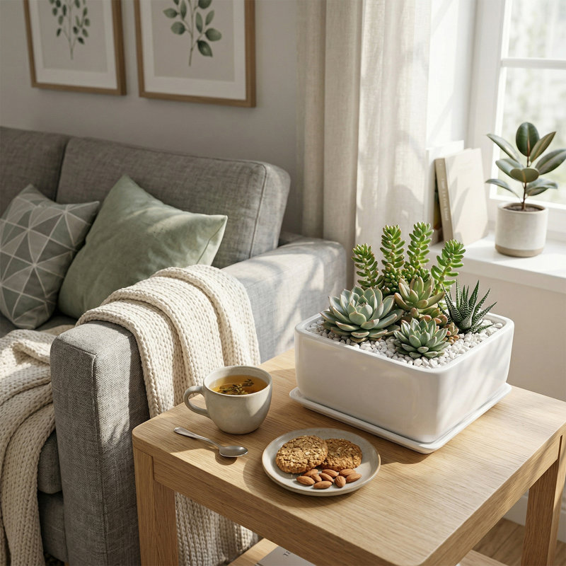 Pot de fleurs d'intérieur en céramique Hens, Blanc