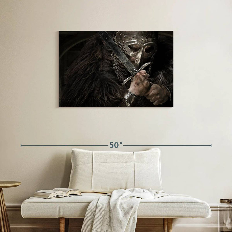 Mait Sword Wielding Viking Warrior, 24'' H x 36'' W