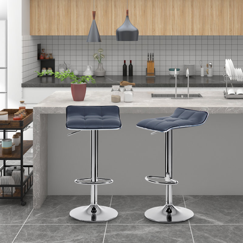 Chrome Plated Steel Bar Stool, Grey