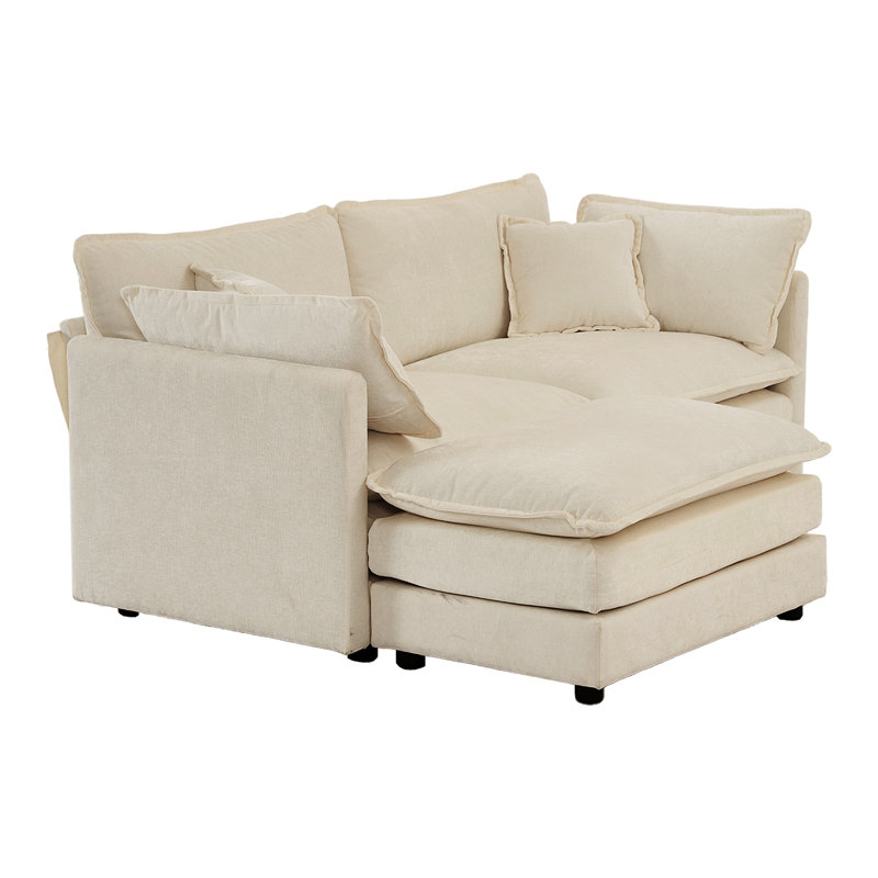 Chenille avec, couleur beige, tissu de qualité supérieure, fabrication en bois High Two - coussins personnalisables