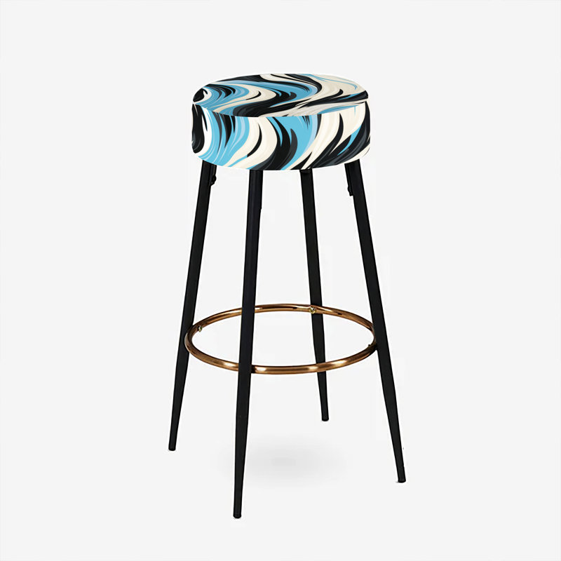 Black And Blue Zebra Stripes - Striped Bar Stools Set Of 2