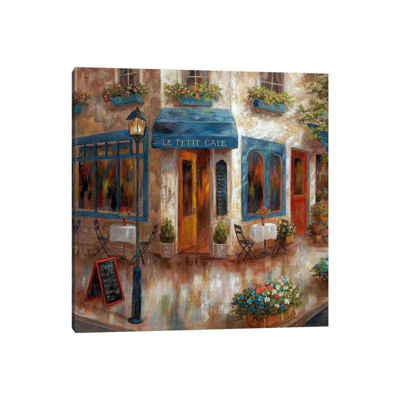 Le Petit Café par Nan - reproduction d'art sur toile tendue, H 12 po x l 12 po x P 0,75 po