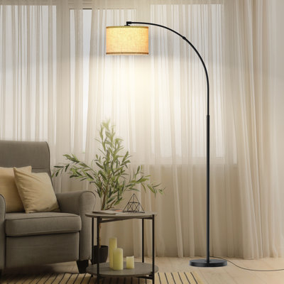 71'' Powder Coated Arched Floor Lamp with Outlet