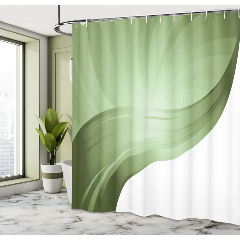 Shower Curtain Set + Hooks, 70"H x 69"W, Reseda Green