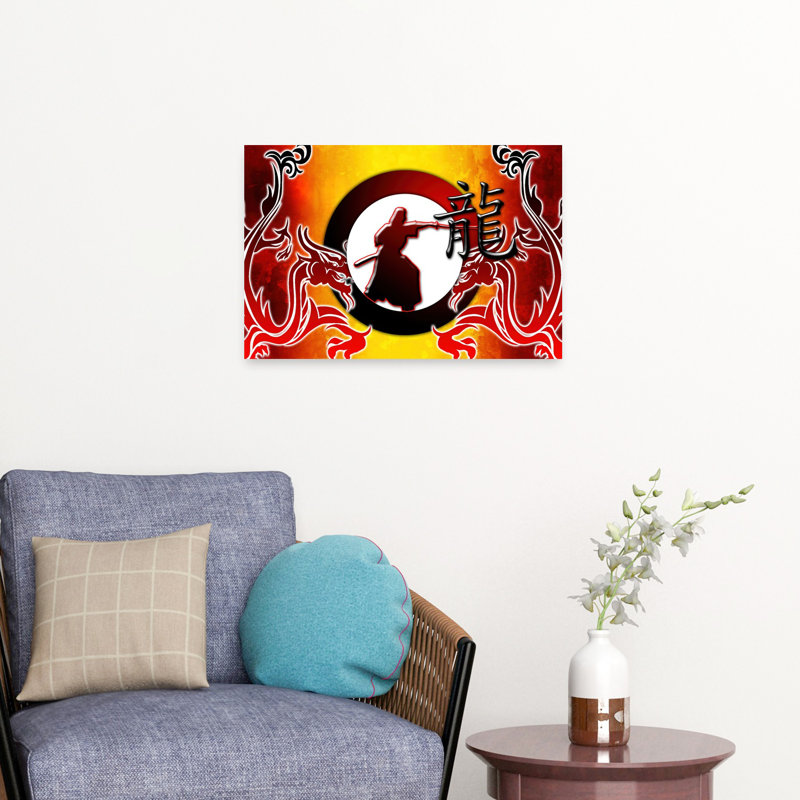 Art contemporain japonais, dragon japonais, 16" H x 24" W