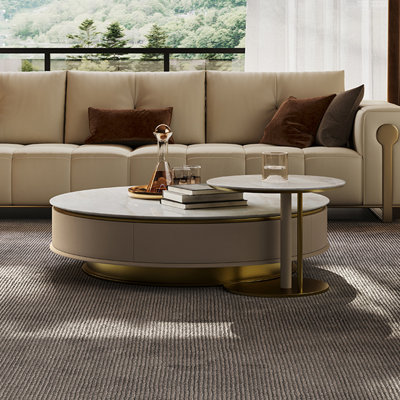 Modern light luxury round marble coffee table