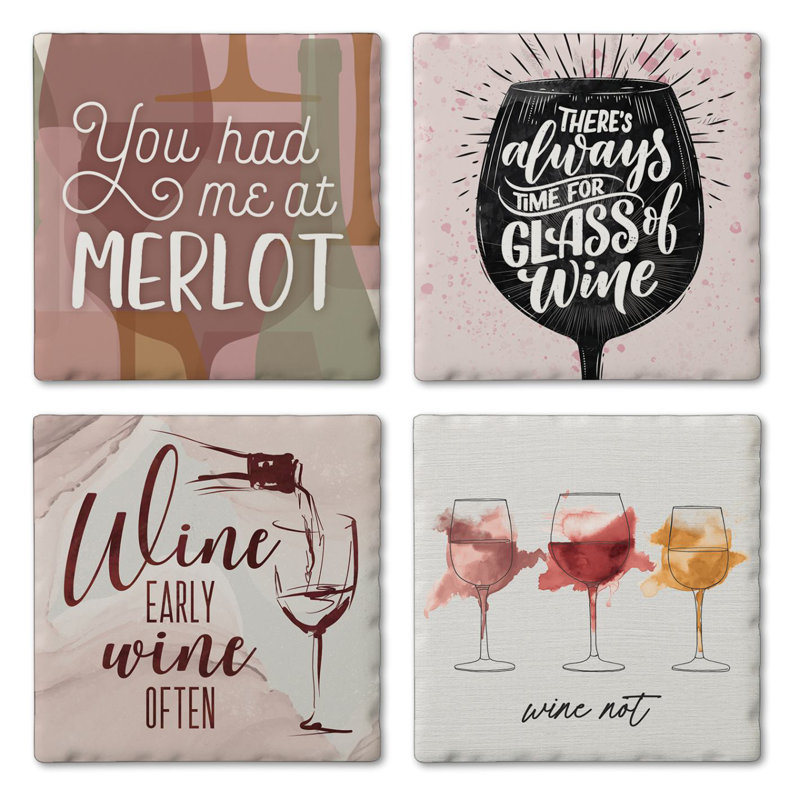 Had Me At Merlot, lot de 4 sous-verres assortis