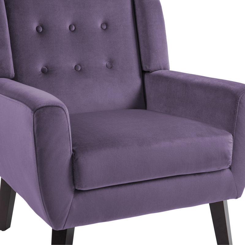 Stephanny 27.5" Wide Tufted Armchair with Solid Wood Legs, Purple Velvet