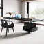 Black + Silver Rectangular Solid Wood + Stainless Steel with 2 drawers desk-2106258106-2106258109