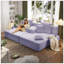 Ensemble 2 pièces surdimensionné de méridienne double, luxueux canapé-lit en velours côtelé moelleux avec 6 coussins et une poche de rangement, pour les petits espaces, le cinéma maison et le salon-1607512797