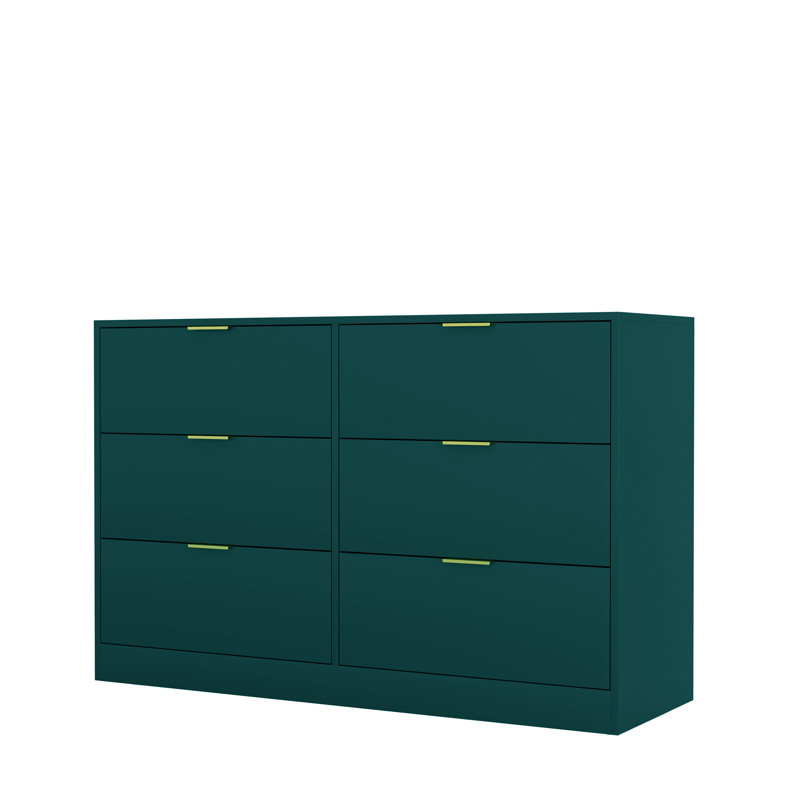 Commode 6 tiroirs pour chambre à coucher, Vert